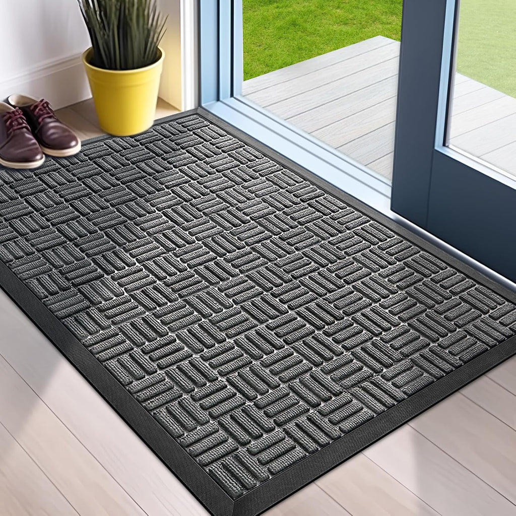 Mibao Heavy-Duty Welcome Mat - Durable Waterproof Dirt Trapper for Entryway | 29.5" x 17", Grey