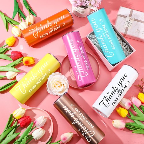 Sieral Thank You Gifts Appreciation Tumbler Employee Thank You for Being Awesome Stainless Steel Travel Tumbler 20 oz Graduation Gift Father Friends Mom Wife Coworker Women Men(Bright Colors,12 Sets)