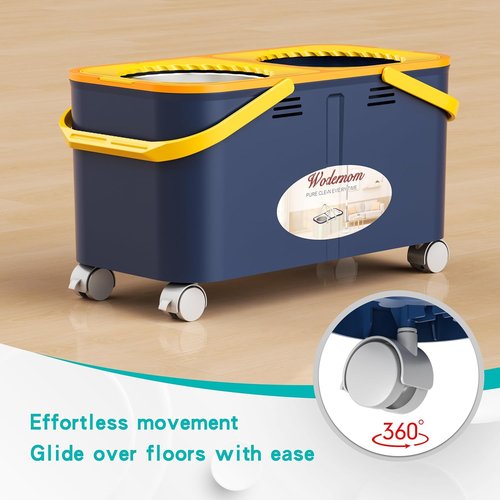 Compact Spin Mop by [Brand Name] - 360° Swivel Wheels, Clean & Dirty Water System, 6 Reusable Mop Heads | Blue/Yellow
