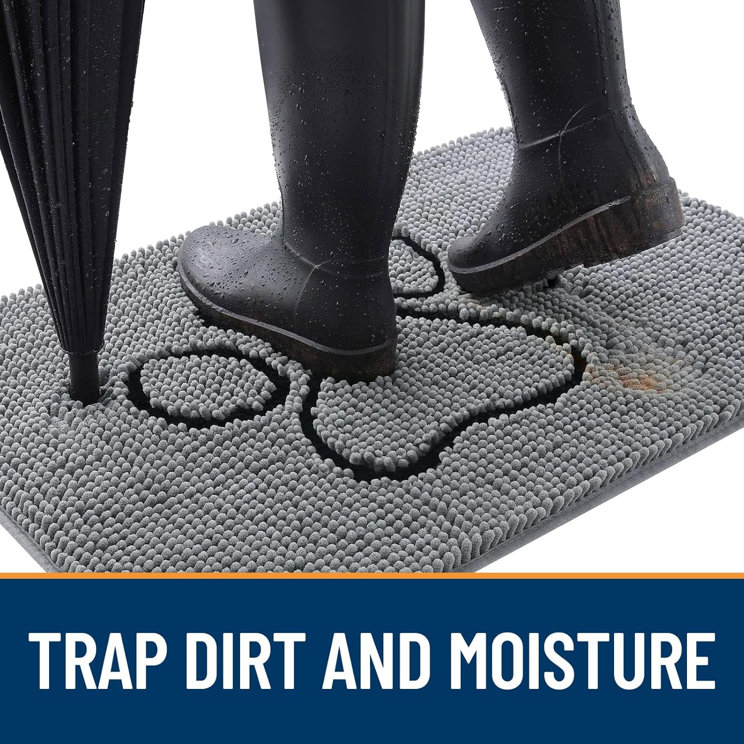 OLANLY Dog Door Mat - Absorbent Non-Slip Mud Mat for Paws | 47x24 Grey Chenille Design