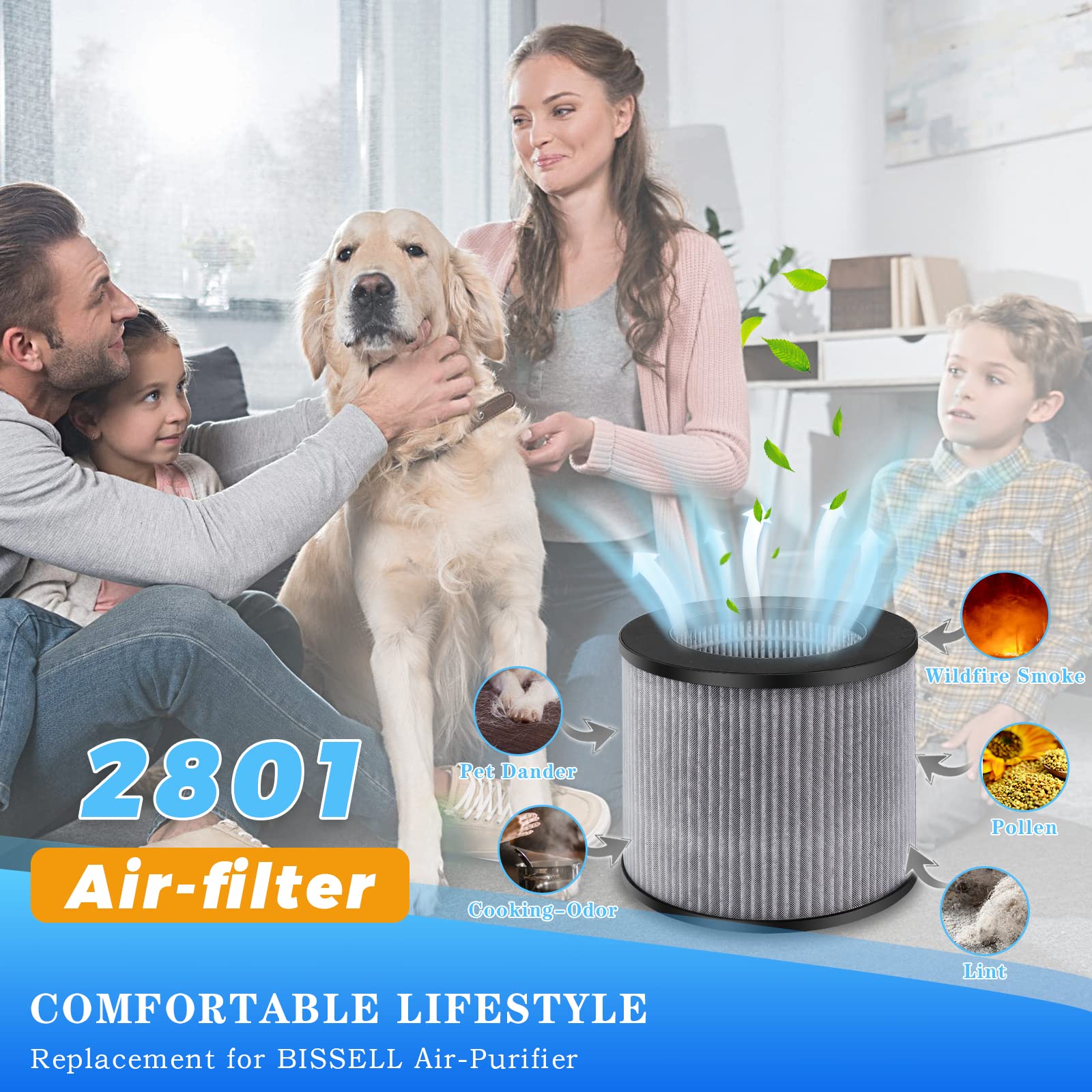 2780A 2801 Filter Replacement fit for Bissell MYair MY air Personal Air-purifier 2780 2780B 2780P 27809 2 Pack High Efficiency Activated Carbon Filters LUXRILIX