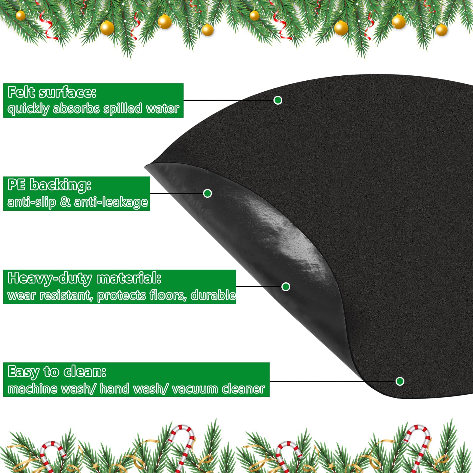 Sibosen 30" Christmas Tree Stand Mat Black Non-Slip Felt Christmas Tree Mat Tree Floor Protector from Spills Scratches Christmas Home Decor for Winter Xmas Holiday Under Tree to Protective Floor