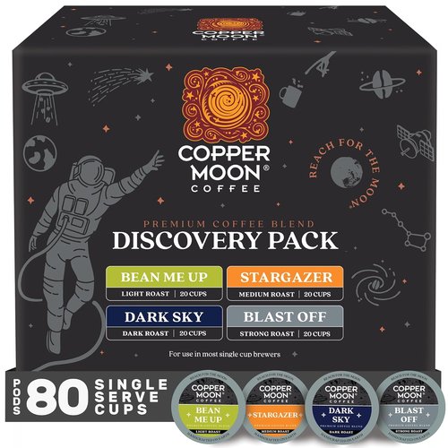 Copper Moon Coffee Pods - Single Serve K-Cup Variety Pack with Light, Medium & Dark Roast - 80 Count