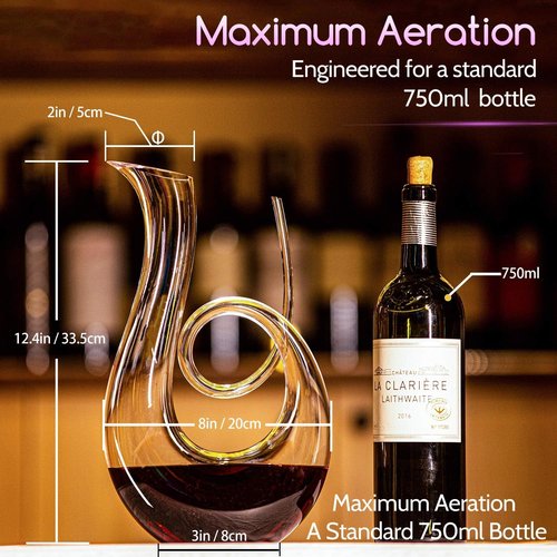 YOXSUNY Wine Decanter Upgraded Swan wine Decanters 1.7L Hand-Blown Crystal Carafe-Enhances Red Wine Flavor, Lead-Free & Elegant Design,Gift for Wine Connoisseurs.
