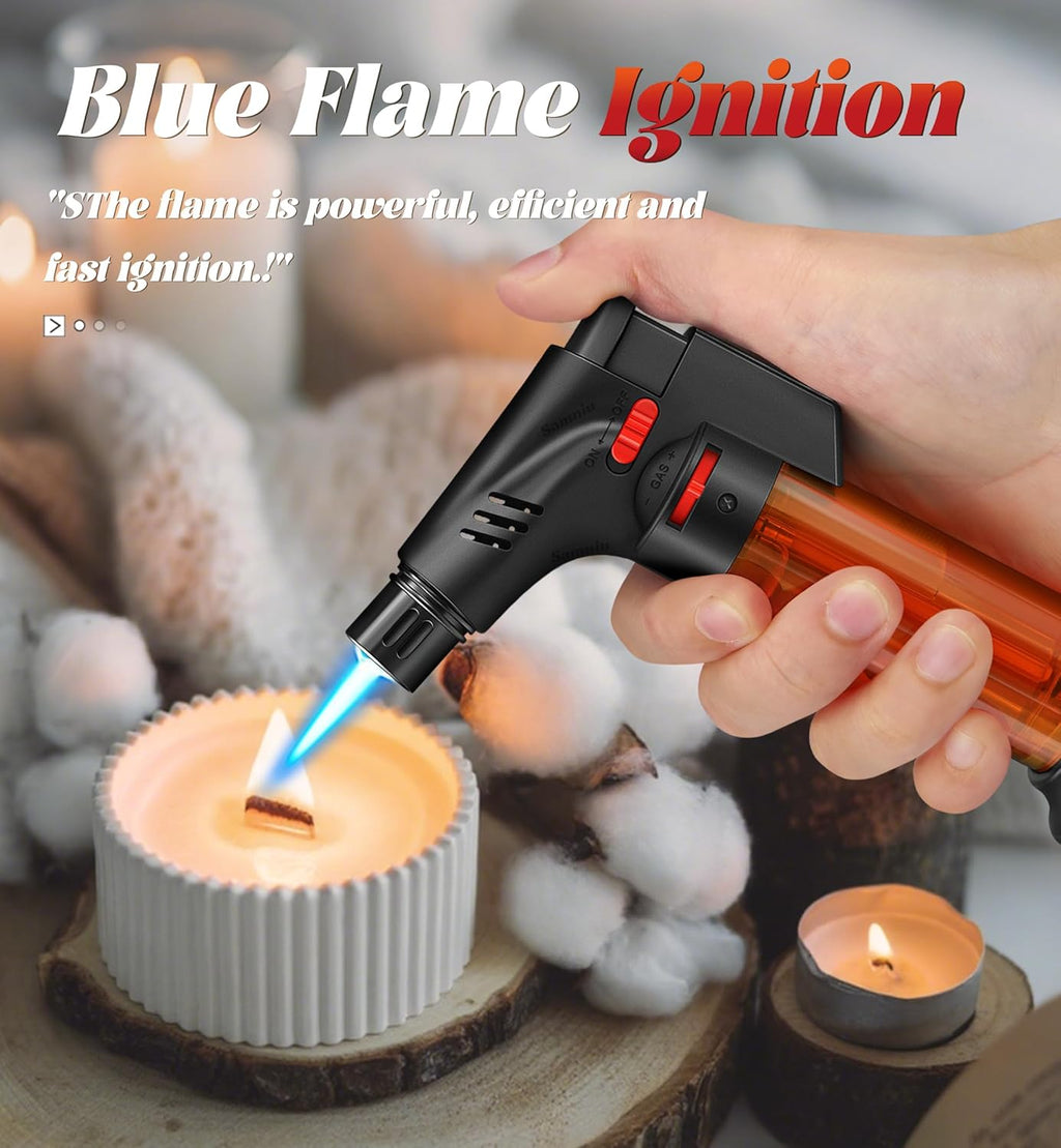 Samniu Jet Flame Torch Lighters - Mini Refillable Windproof Butane Lighters | 4 Pack for Candles, Grills, Fireplaces