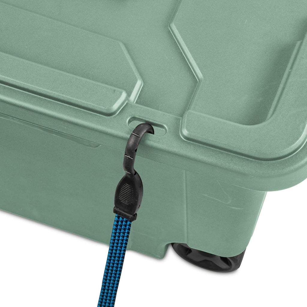 Rugged Wheeled Industrial Tote by [Brand Name] - 40 Gallon Storage Bin with Latch Lid, Light Green, 2 Count
