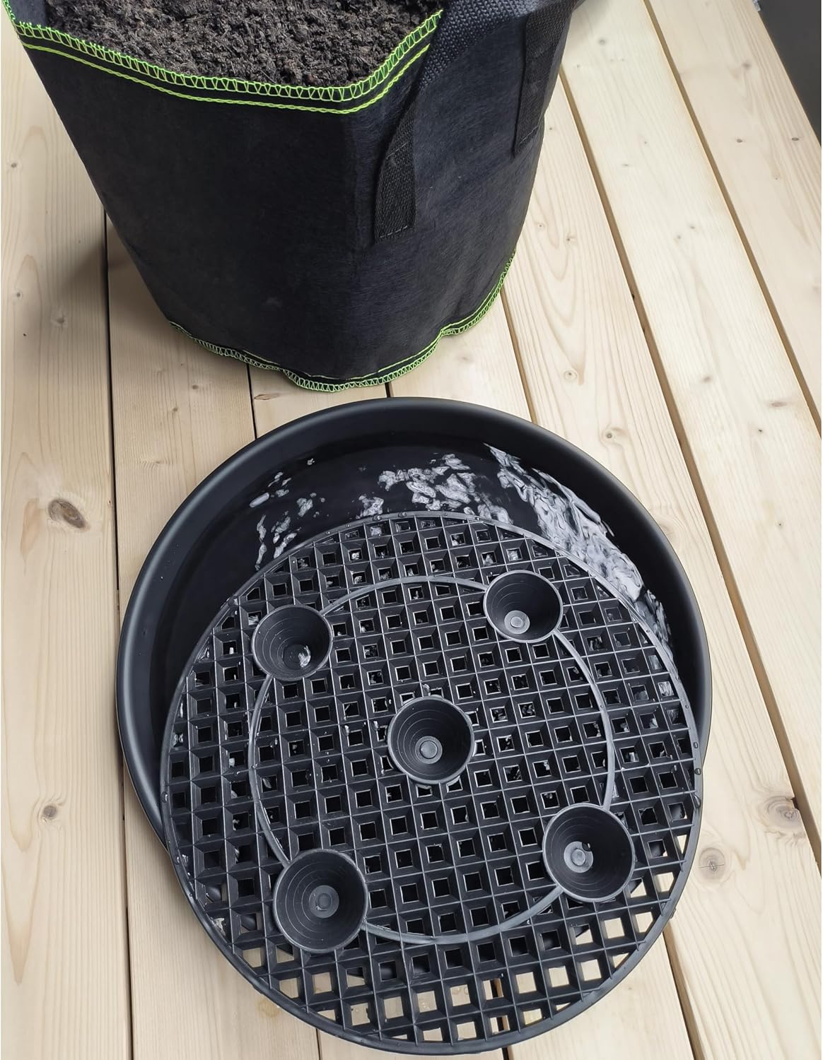 Skiennix Plant Saucer Stand - Elevated Self-Watering Fabric Pot Base | 14-Inch, 4-Pack for Indoor/Outdoor Use