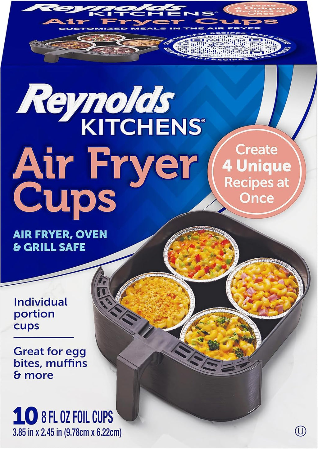 Reynolds Kitchens Air Fryer Cups - Oven-Safe Meal Prep Solution for Picky Eaters | 10 Pack, 8 fl oz
