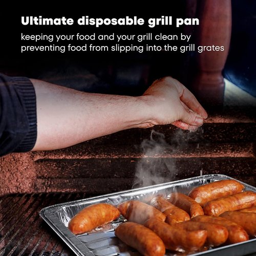 Aluminum Broiler Pans by [Brand Name] - Durable Disposable BBQ Grill Trays | Pack of 25 - 13.40" x 9" x 0.85"
