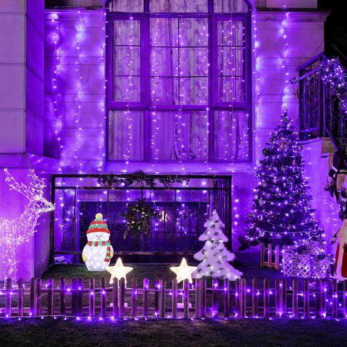 JMEXSUSS 300LED Purple Christmas Lights - Remote-Controlled String Lights for Bedroom & Party Decor
