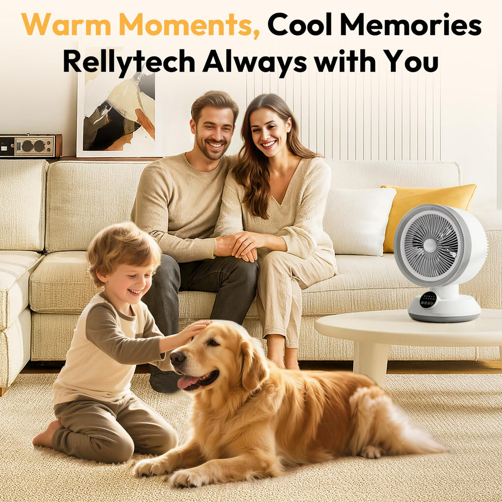 Rellytech 2-in-1 Heater Fan Combo, Portable Cooling Desk Fan with 60° Oscillation for Indoor Use, 1500W Portable Space Heater for Bedroom Office, Tip-Over Protection,Valentine’s Day Gift