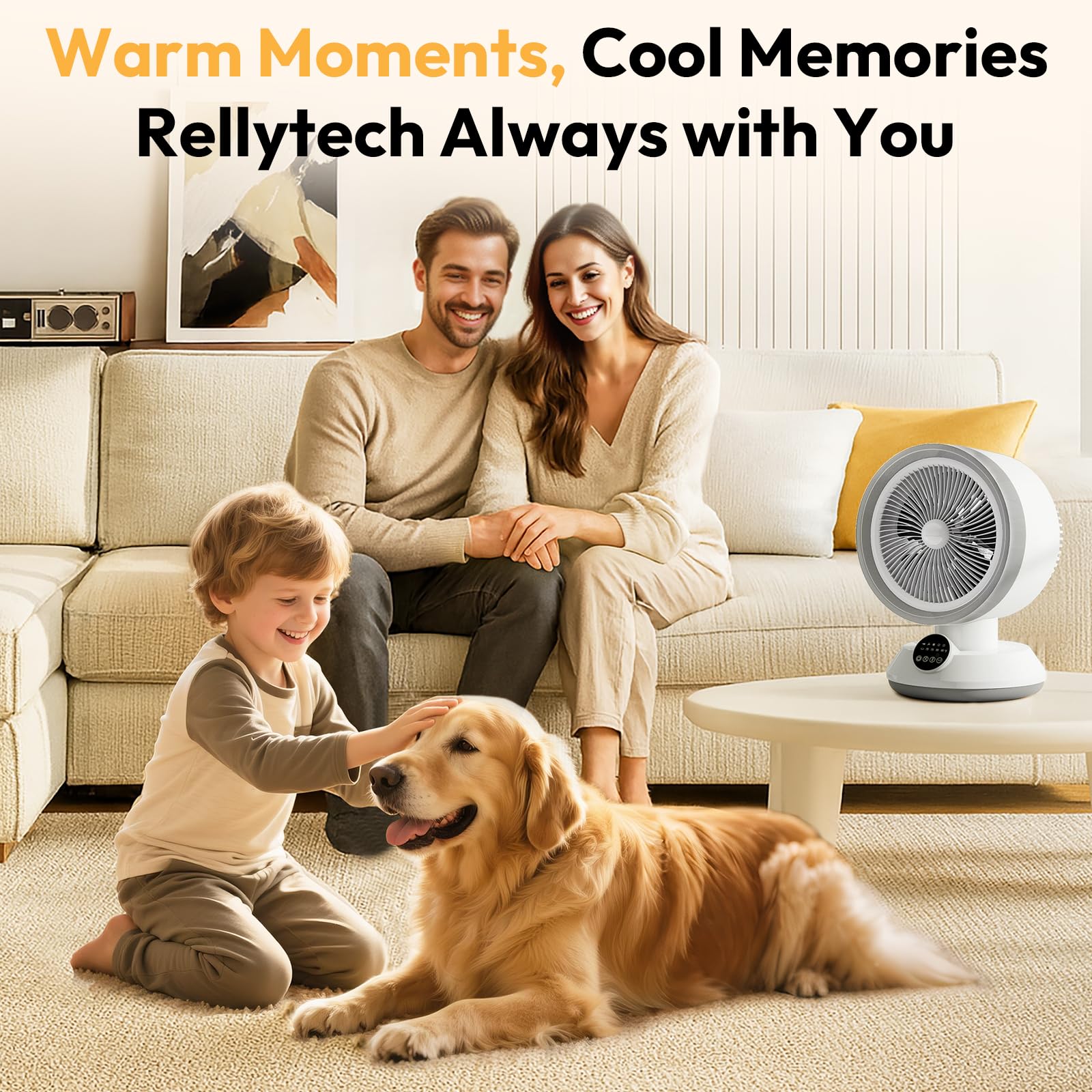 Rellytech 2-in-1 Heater Fan Combo, Portable Cooling Desk Fan with 60° Oscillation for Indoor Use, 1500W Portable Space Heater for Bedroom Office, Tip-Over Protection,Valentine’s Day Gift