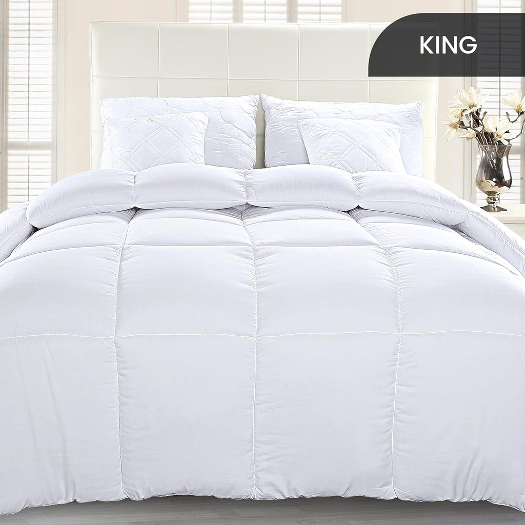 Utopia Bedding King Comforter - Quilted White Duvet Insert with Corner Tabs | 90 x 102 Inches