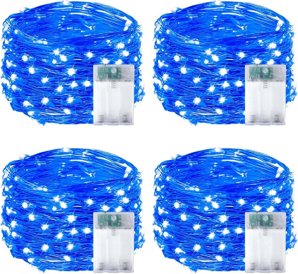 Skiennix 50 LED Christmas Fairy Lights - Battery Operated, Waterproof, 16FT | Blue String Lights for Indoor/Outdoor Decor