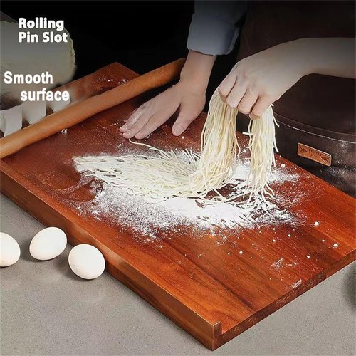 Wooden Cutting Board,Pastry Board Wood with Front and Back Counter Lip,L Shape Kneading Board Cutting Mats,wood Chopping Board,Bread Board for kitchen lovers (50 * 35cm/19.7 * 13.8in)