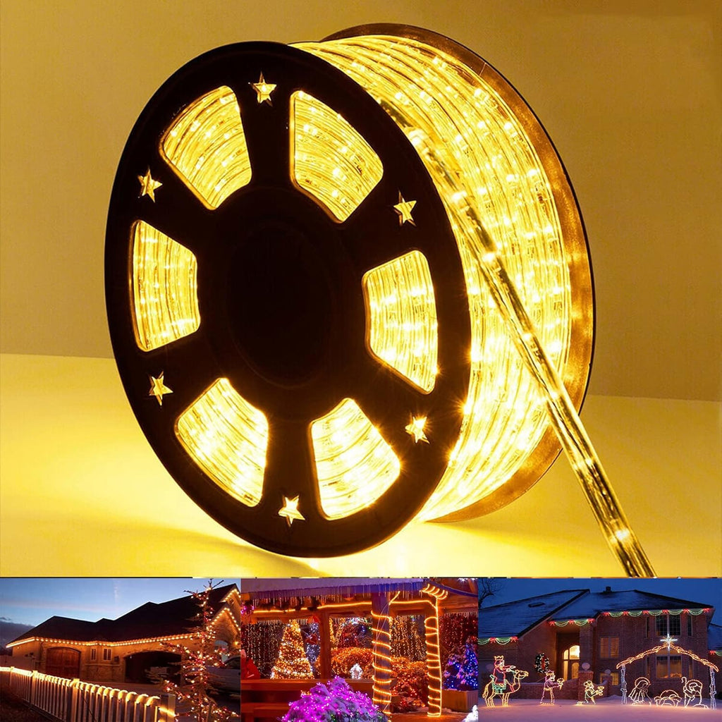 Skiennix 200ft LED Rope Lights - Waterproof Flexible Tube Lighting with 8 Modes | Warm White for Outdoor & Indoor Decor