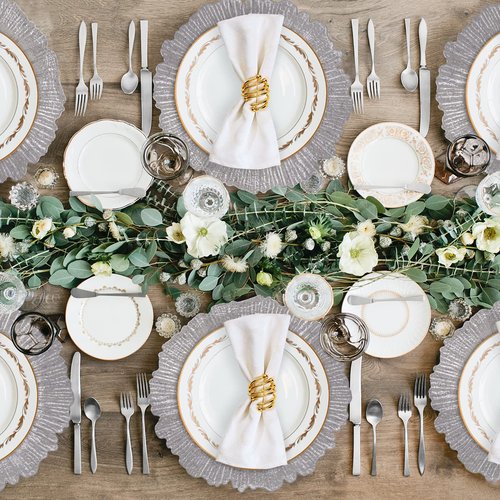MAONAME Silver Charger Plates Set of 12, Reef Plate Chargers for Dinner Plate, Plastic Decorative Plates for Table Setting, Thanksgiving, Christmas