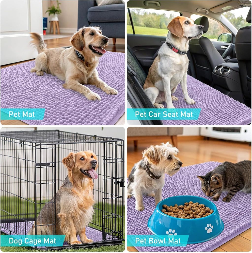 OLANLY Dog Door Mat - Absorbent Non-Slip Washable Doormat for Muddy Paws | 59x20 Lavender Size