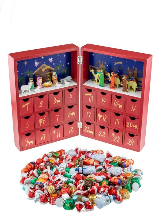 Clever Creations Wooden Advent Calendar - Countdown to Christmas | Festive Nativity Scene Decor