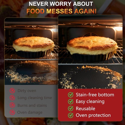 Large Oven Liners - 17"x75" Heavy-Duty Non-Stick Baking Mat | Reusable & Heat Resistant, BPA/PFOA Free (Black)