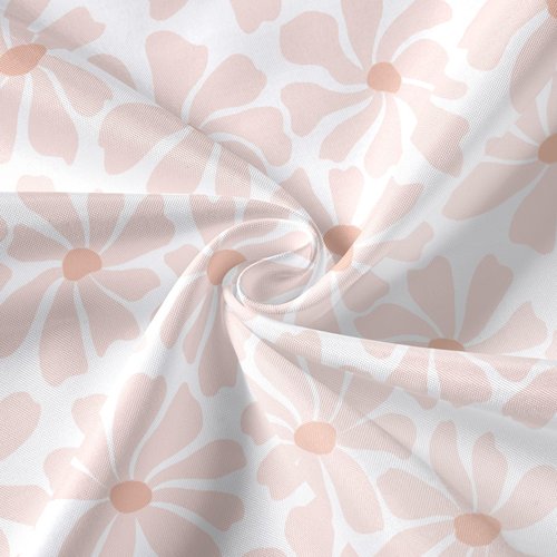 Litabel Blush Pink Daisy Floral Shower Curtain, Boho Spring Flower Shower Curtain for Girly Bathroom, Modern Minimalist White Waterproof Fabric Shower Curtain Set, 72x72 Inch