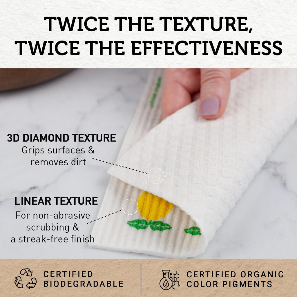 Nordhus Design Swedish Dishcloths (10 Pack) – Reusable Swedish Dish Cloths for Kitchen, Eco Friendly Cellulose Sponge Cloth, Ultra Absorbent, Odor Free, Replaces Paper Towels, Washable & Compostable