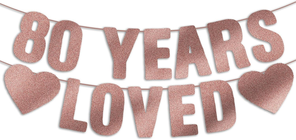 Regine Switzerland 80th Birthday Banner - Rose Gold Glitter Decor for Women | Happy 80th Party Sign