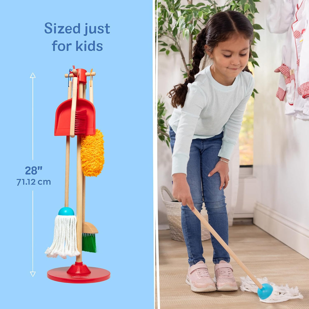 Melissa & Doug Toddler Cleaning Set - 6-Pc. Dust Sweep Mop with Broom & Accessories for Kids 3+
