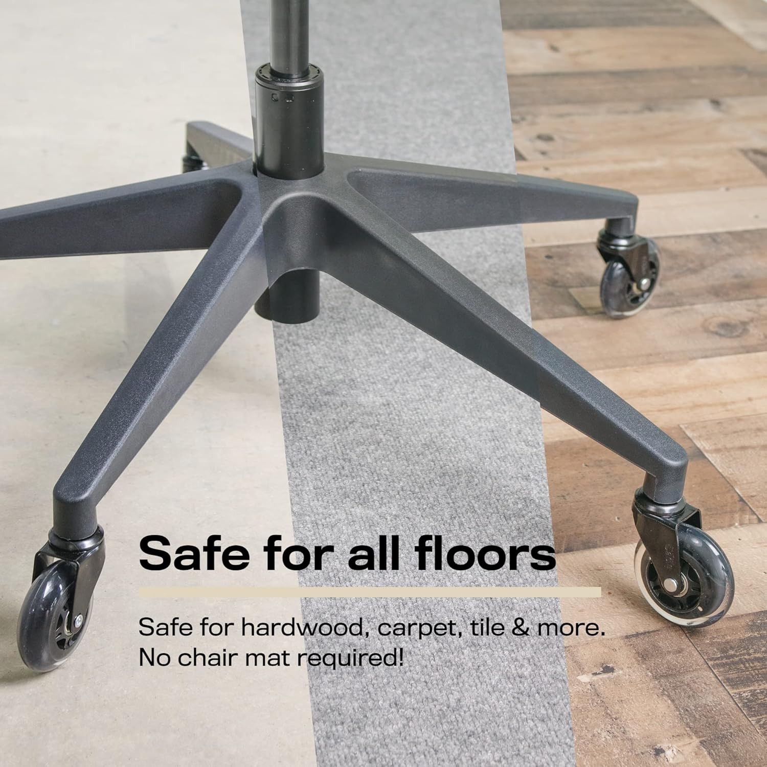 Office Oasis Rollerblade Office Chair Wheels - Smooth & Quiet Casters for Hardwood & Carpet - Set of 5