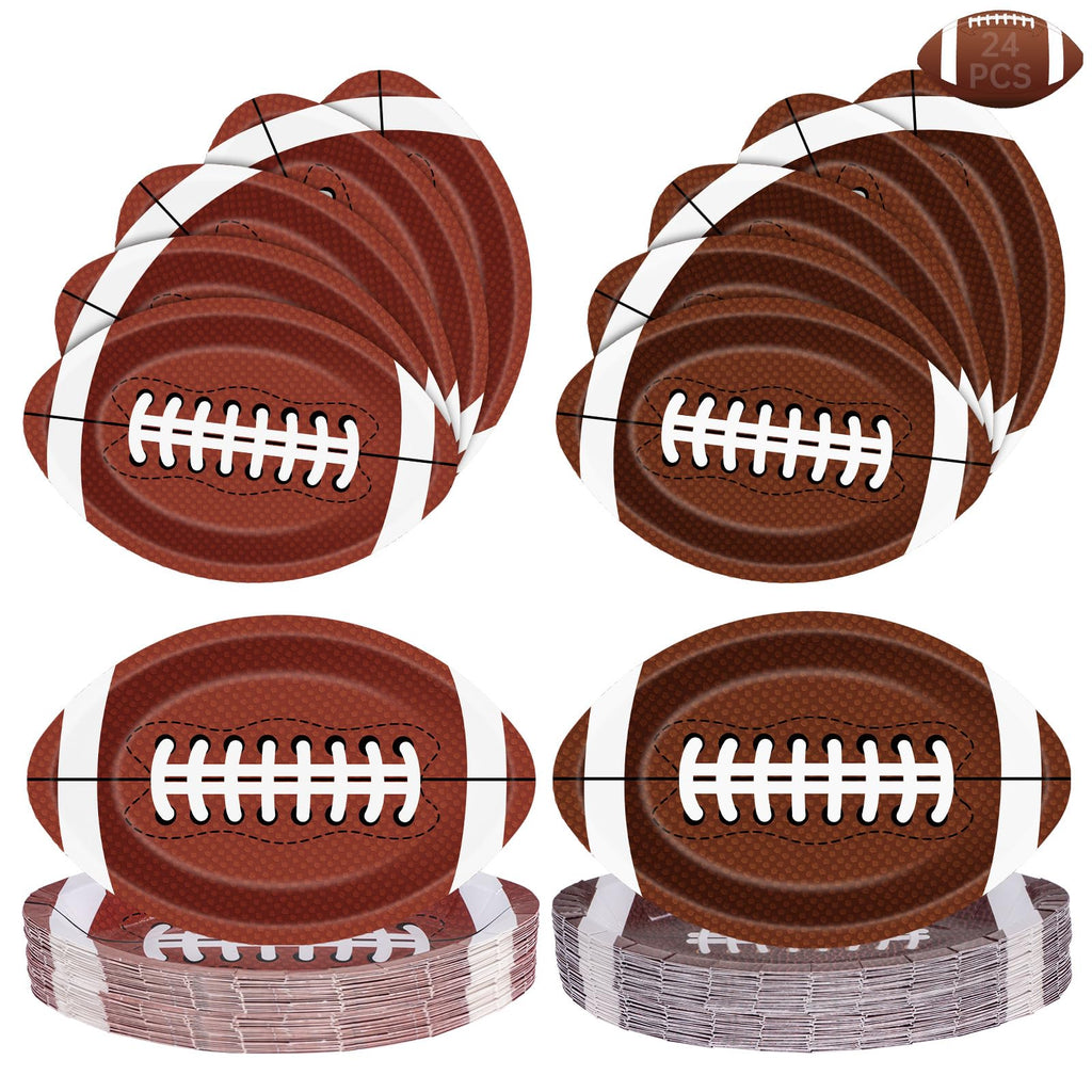 24 Pcs Football Plates - Rugby Shape Design Paper Plate, Disposable Dinner Dessert Paper Plates Tableware Set for Football Party Supplies Birthday Game day Tailgate Party Decorations Table Decor
