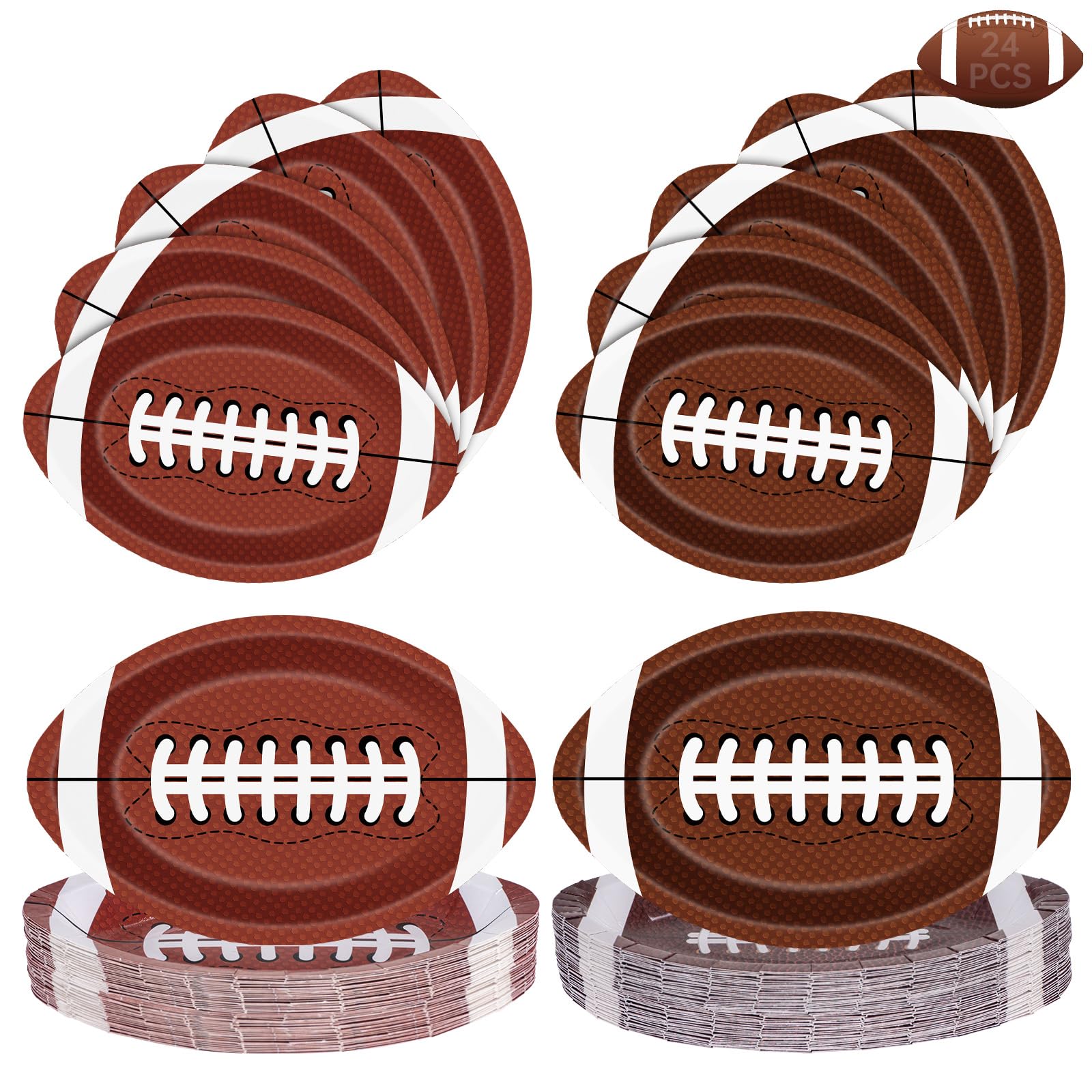 24 Pcs Football Plates - Rugby Shape Design Paper Plate, Disposable Dinner Dessert Paper Plates Tableware Set for Football Party Supplies Birthday Game day Tailgate Party Decorations Table Decor