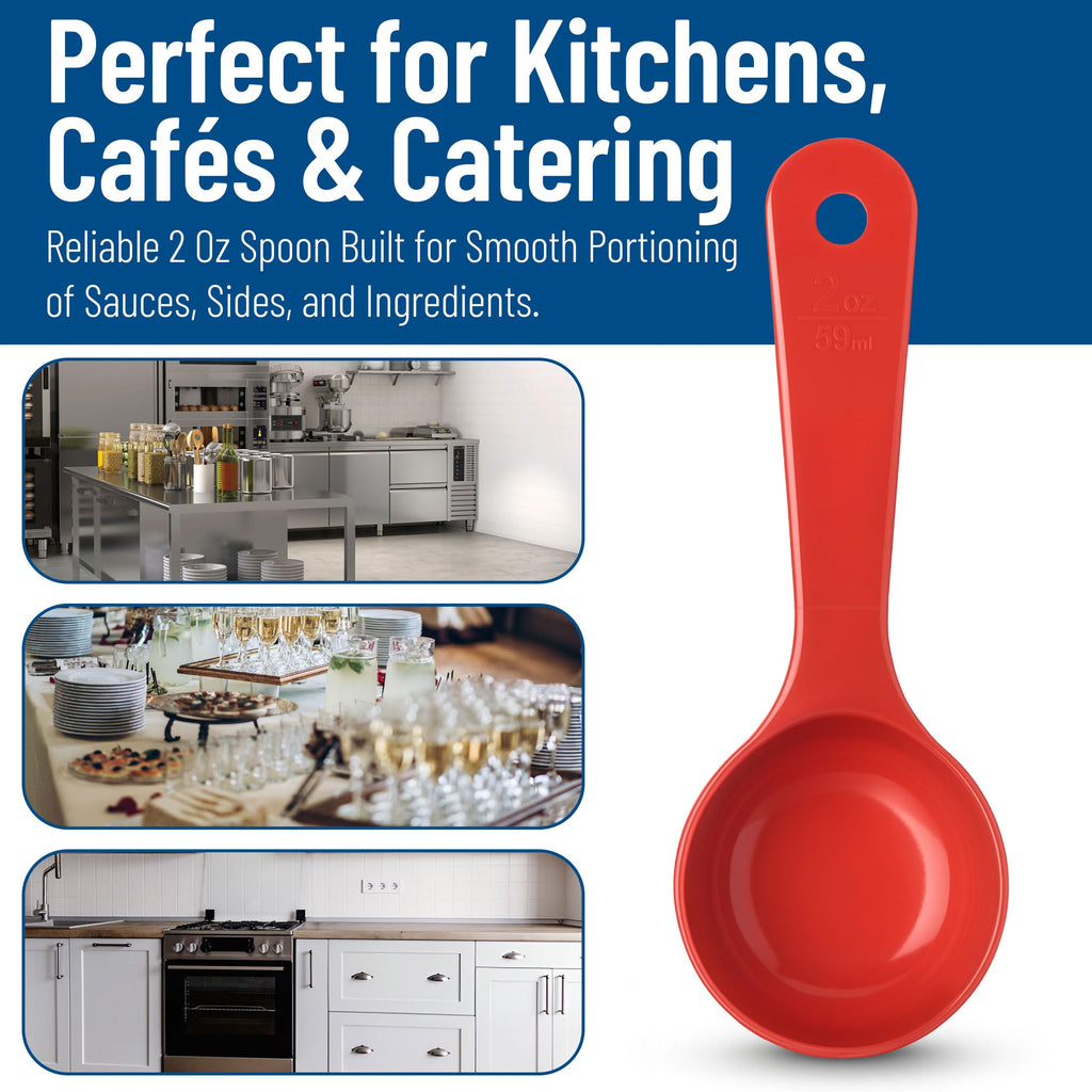 Carlisle FoodService Products Measure Miser Solid Measuring Spoon with Short Handle, 2 Ounces, Red (Pack of 12)