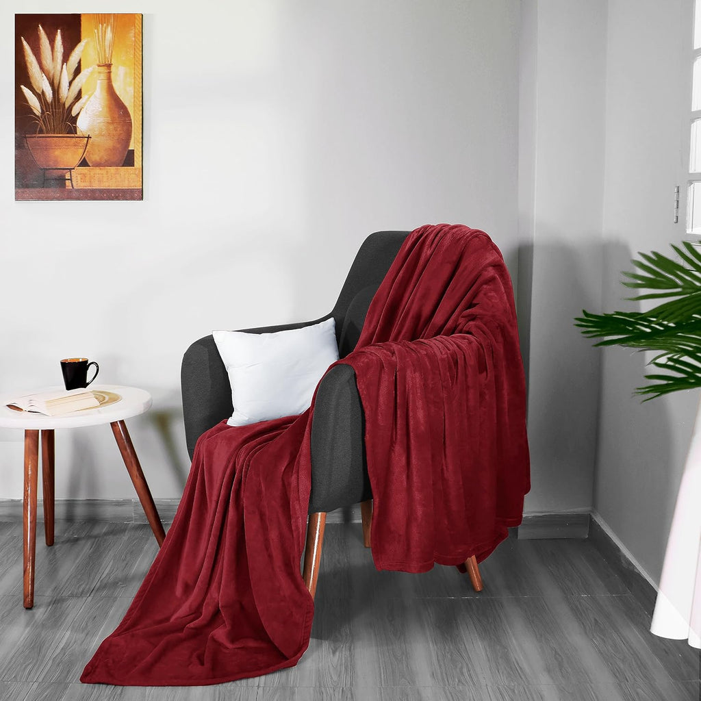 Utopia Bedding Fleece Blanket - Luxury Soft Microfiber Queen Size in Burgundy (90x90 Inch)