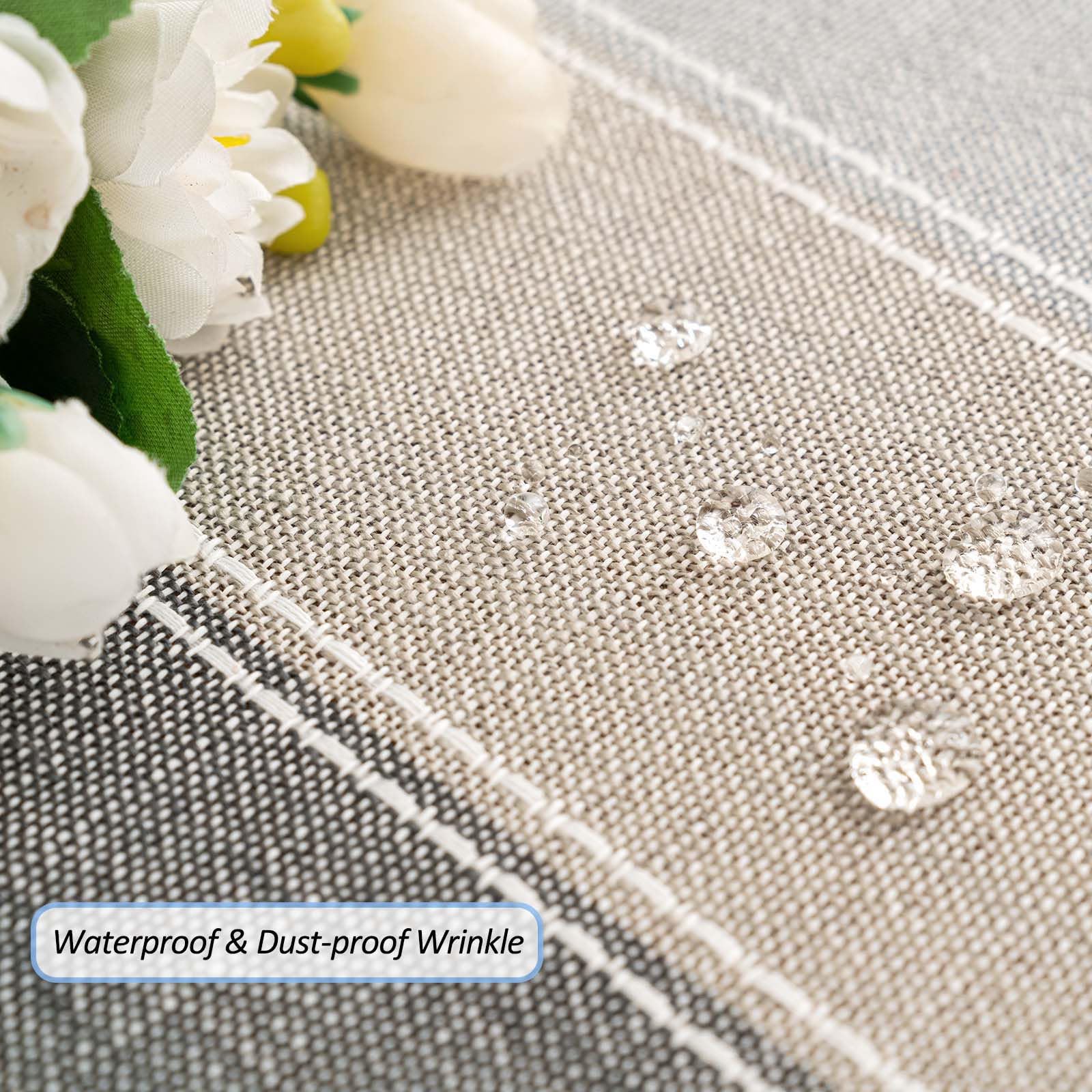 SIELUNO Rectangle Table Cloth Cotton Linen Waterproof Embroidery Tablecloth Rustic Farmhouse Style for Indoor Outdoor Dinning Tabletop Decoration-Grey Macarons-54 x86