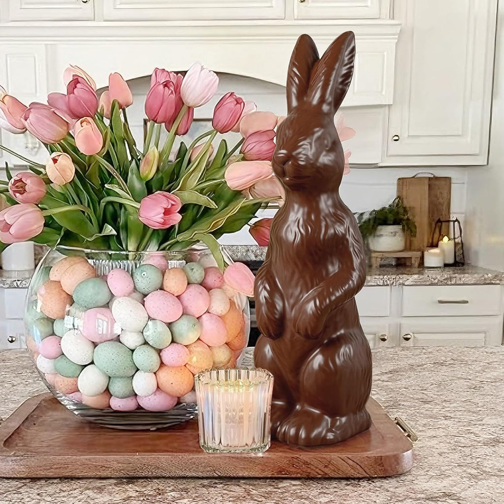 Zesua Easter Bunny Figurine - 14.5" Standing Ceramic Decor for Home & Garden - Perfect for Spring Celebrations