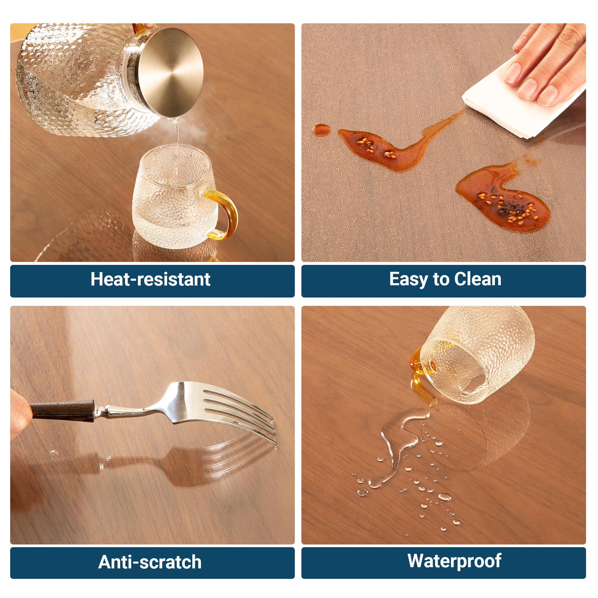 NAP2WELL Clear Table Cover Protector Rectangle 42 x 90 Inch, 2.0mm Transparent Plastic Table Protector Waterproof, Anti-Scratch Clear Desk Mat for Office Desktop Dresser Dining Table, FDA Compliant