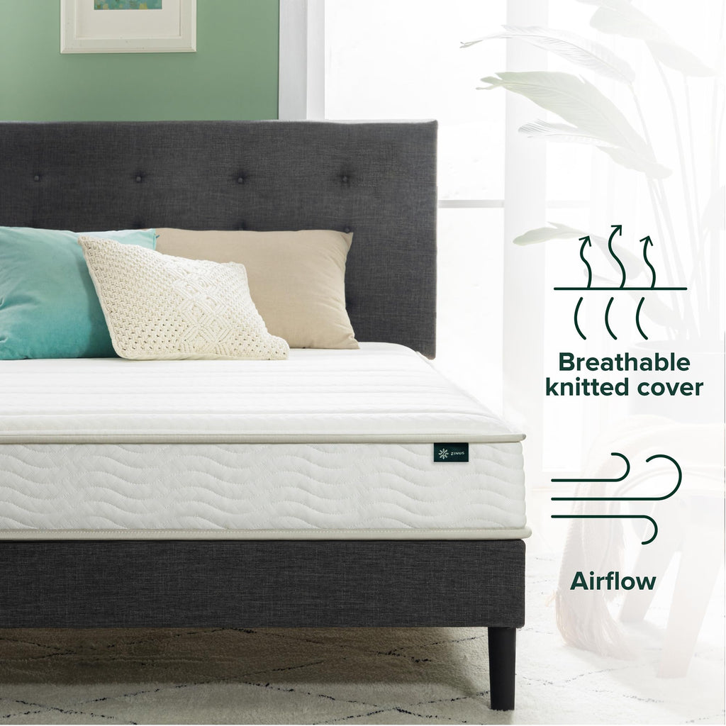 Zinus 6 Inch Foam and Spring Hybrid Mattress [New Version], Twin, Medium Firmness, Durable Support, Certified Safe Foams & Fabric, Mattress in A Box, White