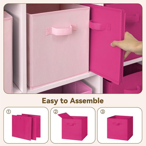 Granny Says 11-Inch Cube Storage Bins - Fabric Collapsible Organizers with Handles | Pink Gradient, 8-Pack
