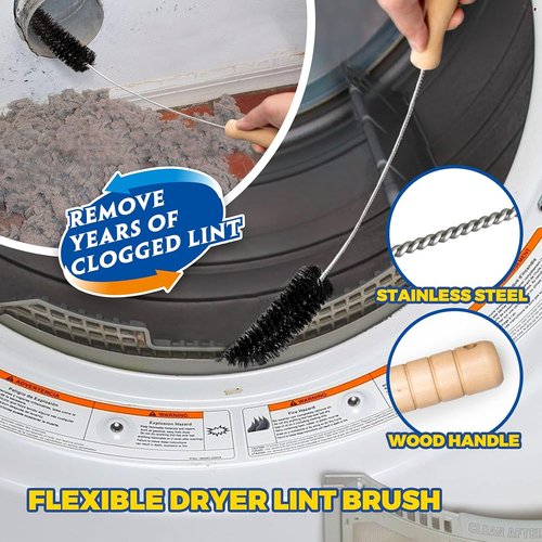 Holikme Dryer Vent Cleaner Kit - 2-Piece Lint Vacuum Attachment & Flexible Brush | Blue