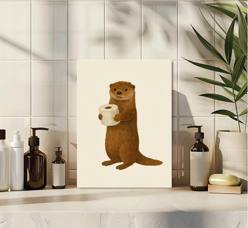 Lulsaxi Funny Otter Canvas Wall Art - Cute Bathroom Decor Print for Home & Restroom