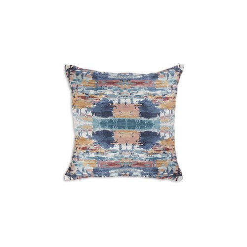Signature Design by Ashley Kennick Casual Machine Washable Abstract Accent Pillow with Zipper Closure, Blue & Light Brown