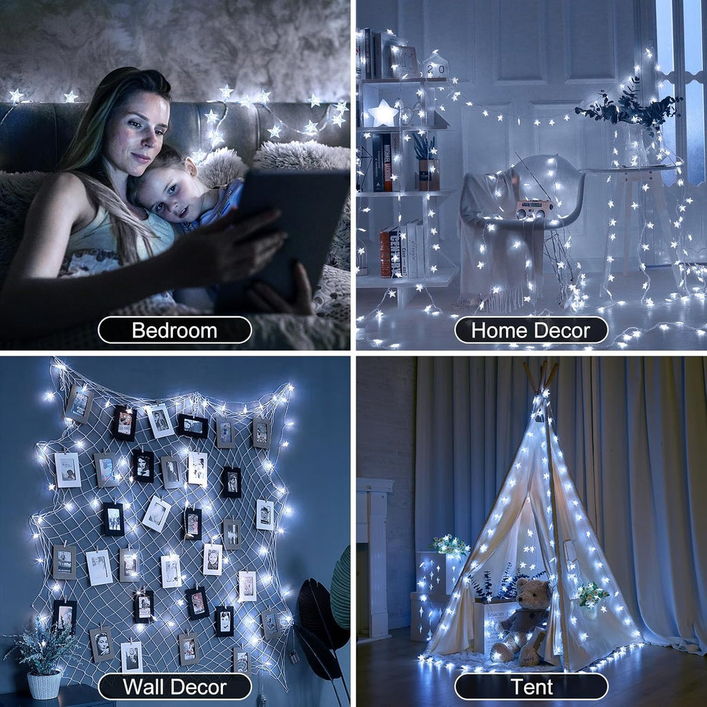 Star String Lights - 33 Ft 100 LED Waterproof Fairy Lights with Remote & Timer | 8 Modes for Bedroom & Patio
