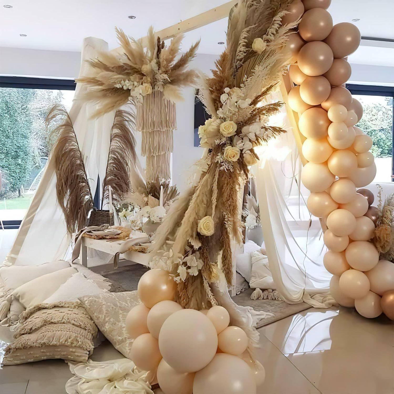PartyWoo Nude Balloons - 50 Pcs 12 Inch Beige & Apricot Latex Balloons for Weddings & Celebrations