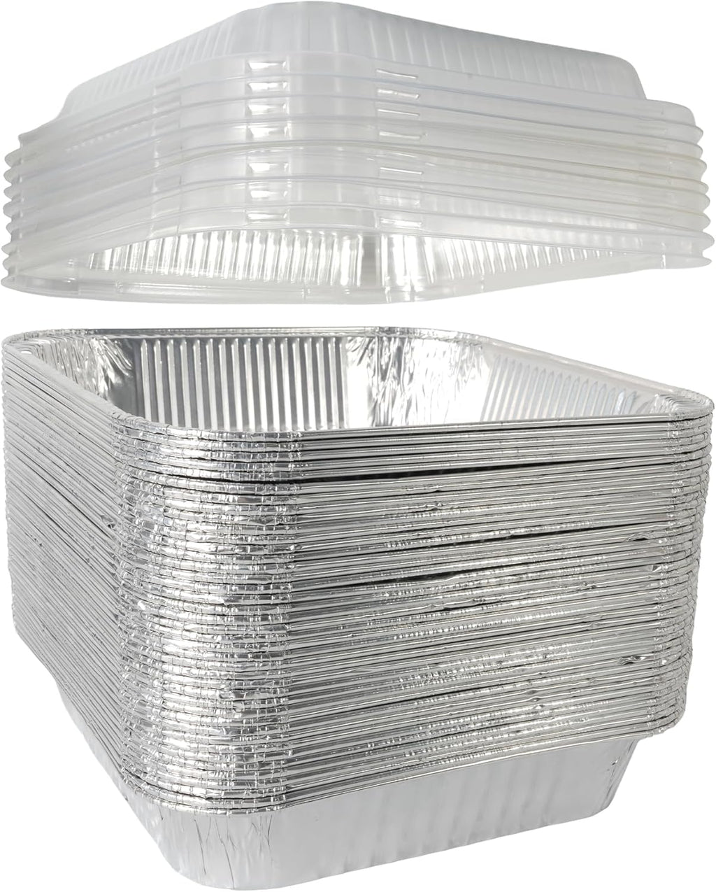 Primo Lines Aluminum Foil Disposable Pans - 40 Pack 8″×8″ Oven-Safe & Leak-Proof Trays for Meal Prep & Catering