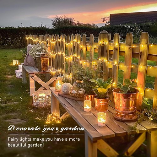 JMEXSUSS 200 LED Fairy Lights - Warm White Remote Control String Lights | 66 ft with 8 Twinkle Modes for Indoor Decor