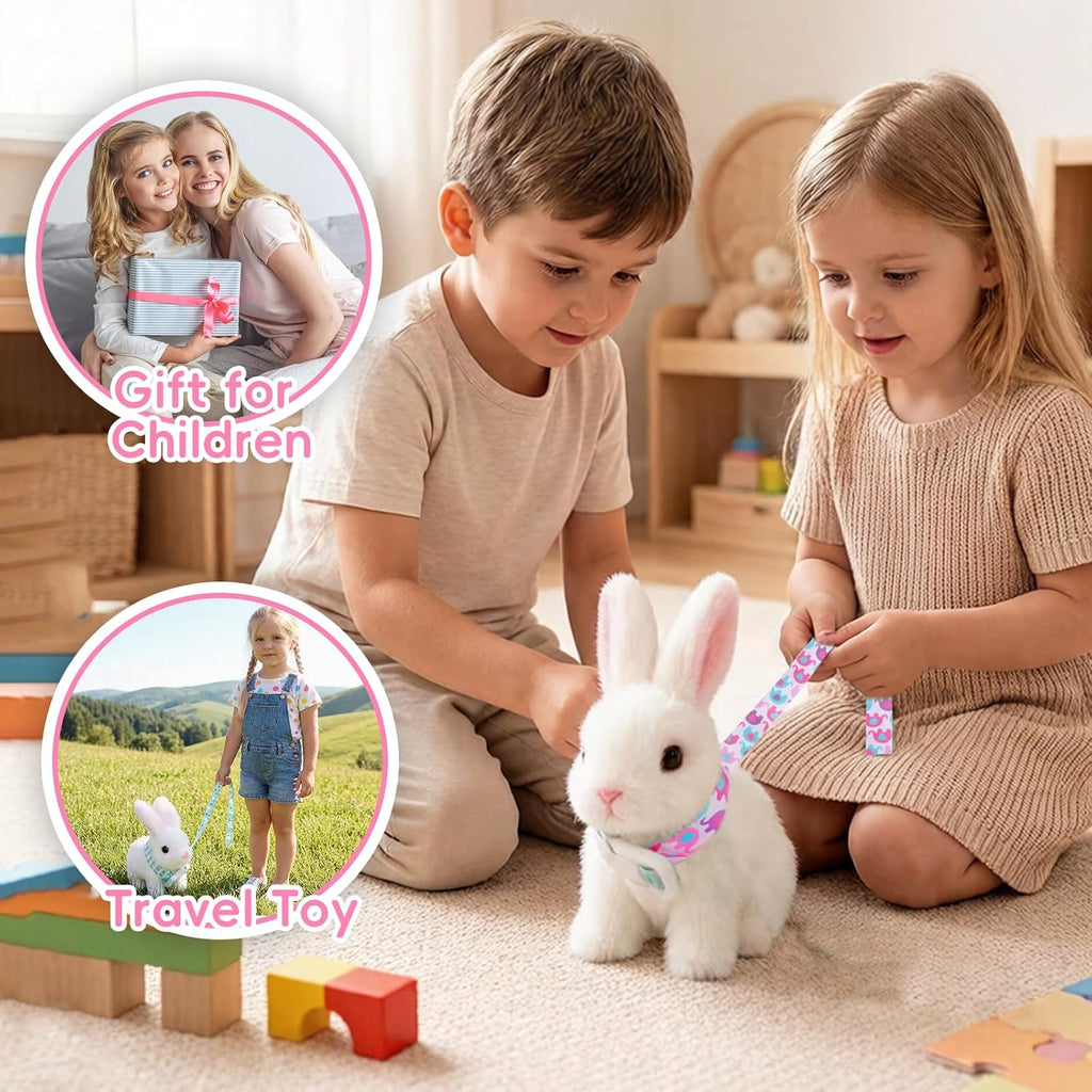 Skiennix Hopping Bunny Plush Toy - Interactive Electronic Pet with Sounds & Movements | Pink, Perfect Gift for Toddlers