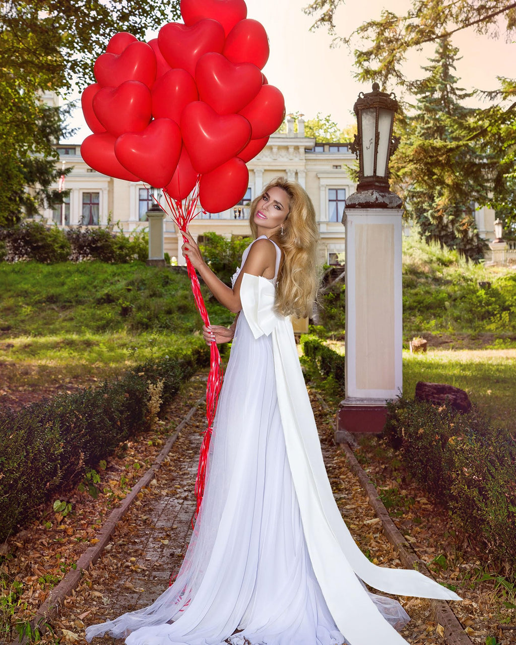 Chuarry Extra Long 67" Satin Bow for Christmas Tree, Detachable Train Removable Sweep Train Waist Sash Belt for Dress(White,Satin Style)