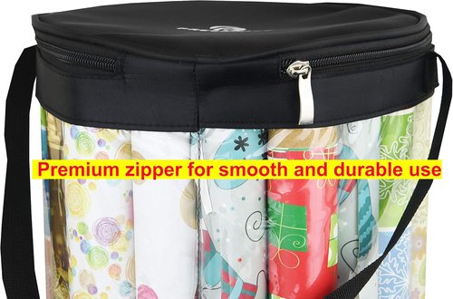 Freegrace Gift Wrap Organizer - Large 9" x 40.9" Tearproof Storage Bag for Wrapping Paper | Space-Saving Design (Black)