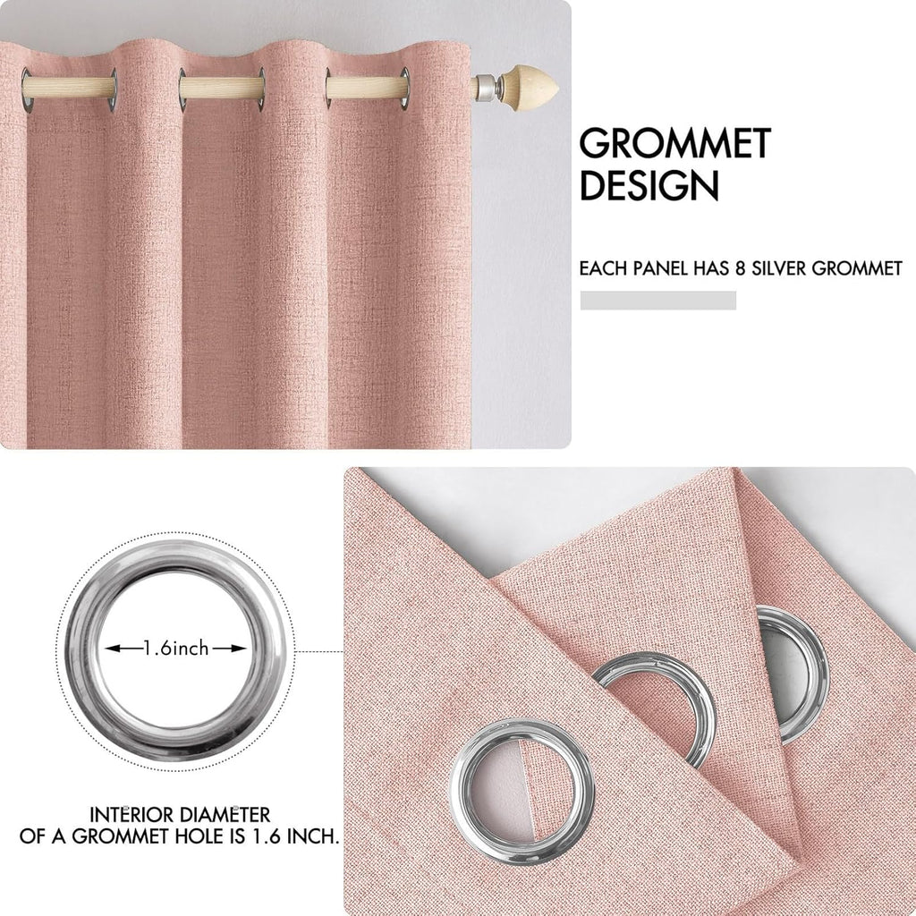 MIULEE Blackout Curtains - Thermal Insulated Blush Pink Grommet Drapes | 52 x 54 Inch (2 Panels)