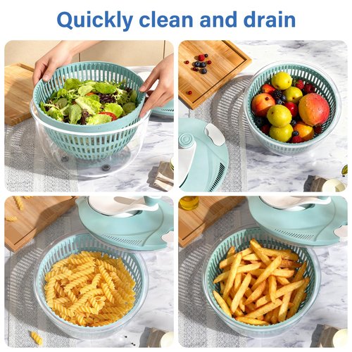Salad Spinner,4.24Qt,Multi-Use Lettuce Spinner,Vegetable Dryer,Fruit Washer,Non-Slip Base,BPA-Free,Kitchen Gadget,Green
